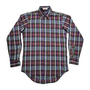 Vtg Arrow Shirt Men S Colorful Button Down Oxford Ivy Green Red Single Needle